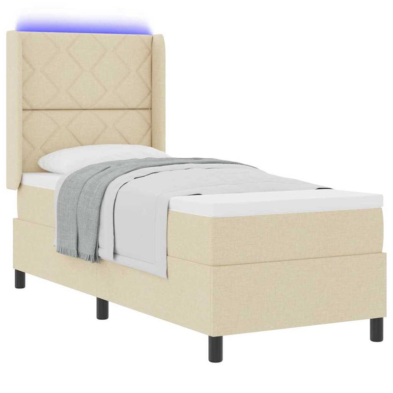 Pat cu arc LED cu headboard Crem 80 x 200 cm țesătură
