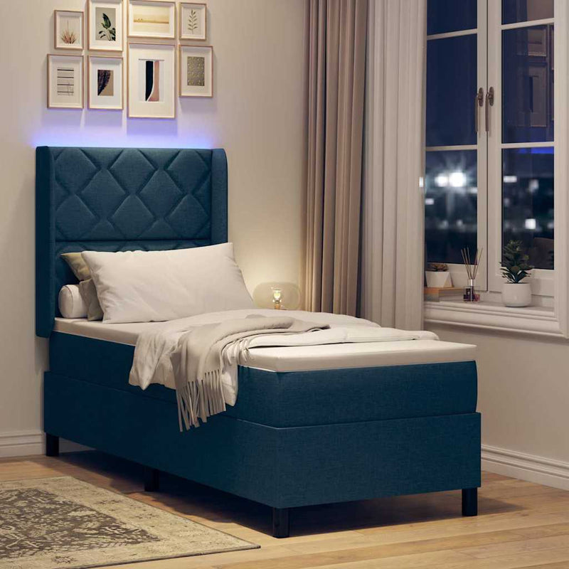 Pat cu arc LED cu headboard albastru 80 x 200 cm țesătură