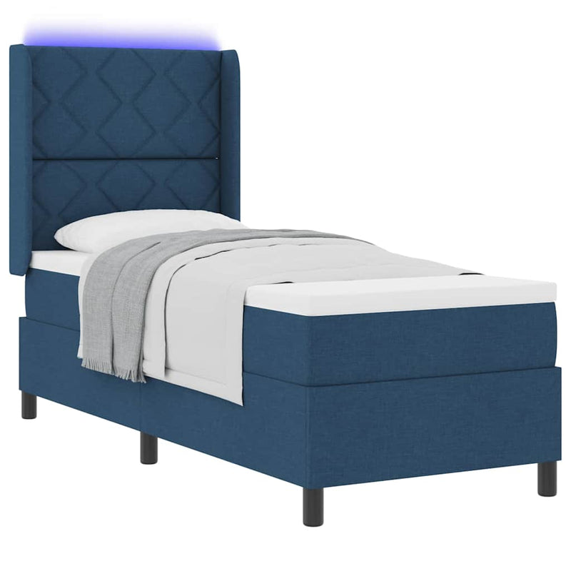 Pat cu arc LED cu headboard albastru 80 x 200 cm țesătură