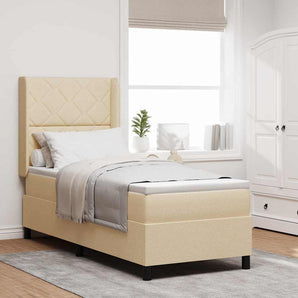 Pat cu arc LED cu headboard Crem 90 x 190 cm țesătură