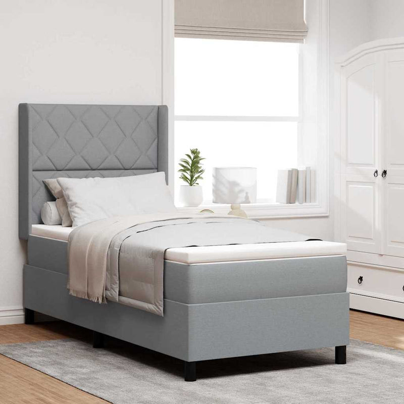 Pat cu arc LED cu headboard Gri deschis 90 x 200 cm țesătură