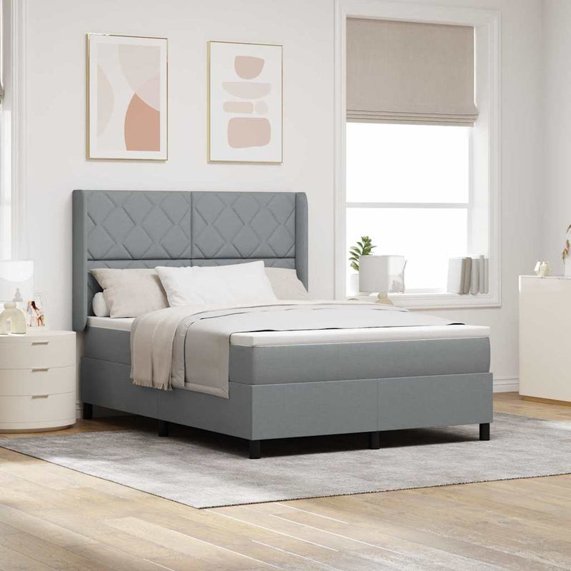 Pat cu arc LED cu headboard Gri deschis 160 x 200 cm țesătură