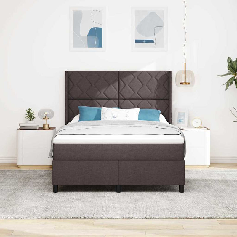 Pat cu arc LED cu headboard Maro închis 160 x 200 cm țesătură