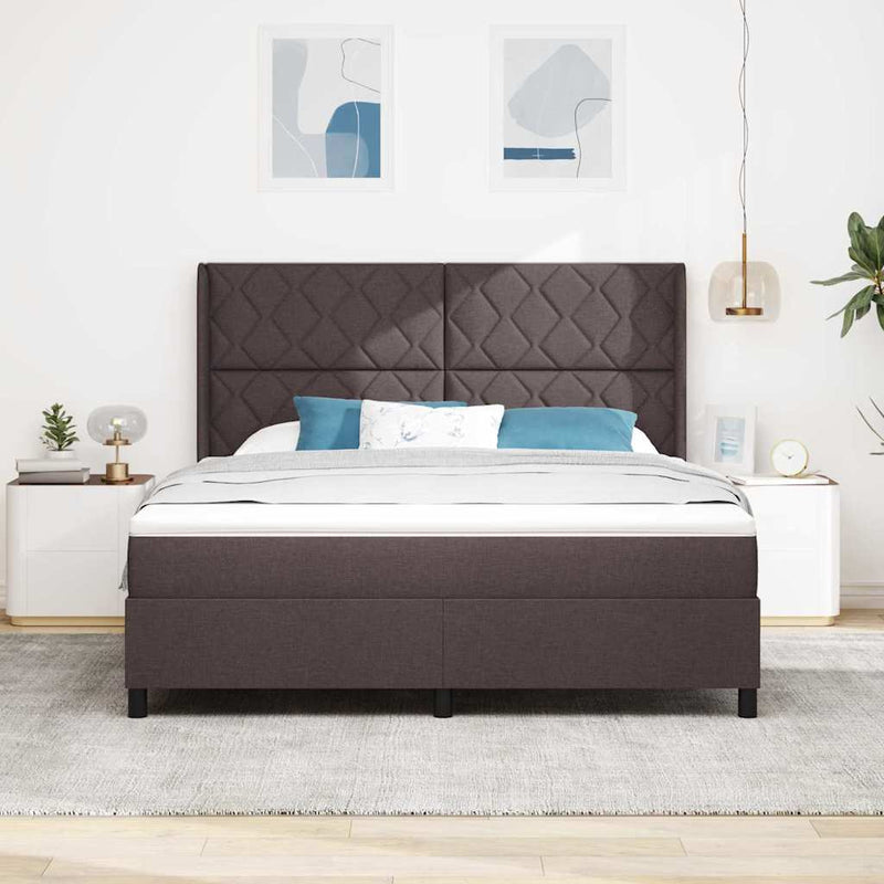 Pat cu arc LED cu headboard Maro închis 180 x 200 cm țesătură