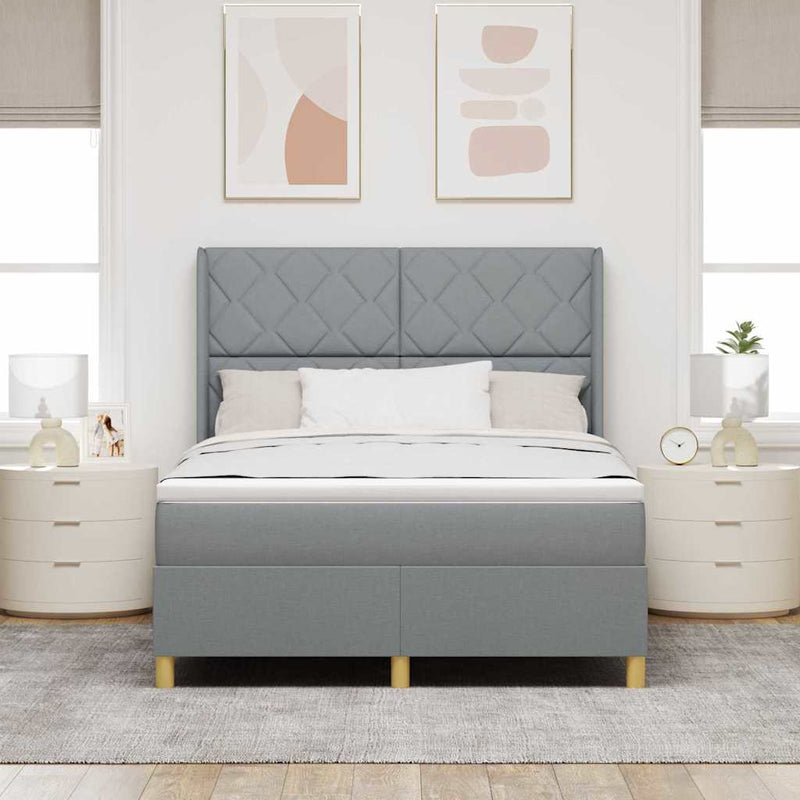 Pat cu arcuri cu benzi LED Gri deschis 160 x 200 cm țesătură