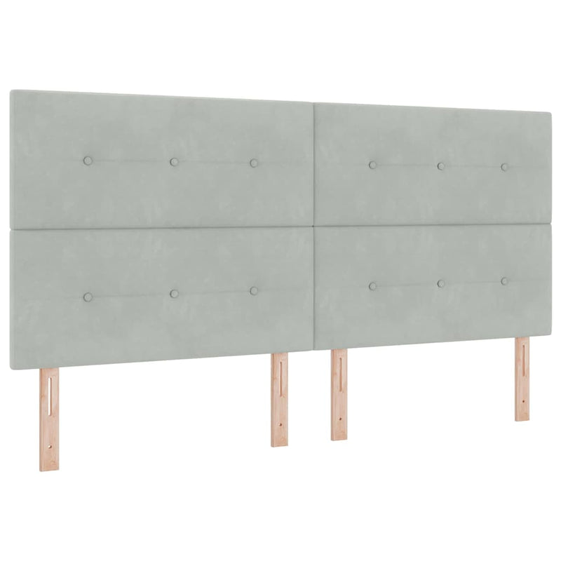 Pat cu arcuri cu benzi LED Gri deschis 200 x 200 cm Catifea