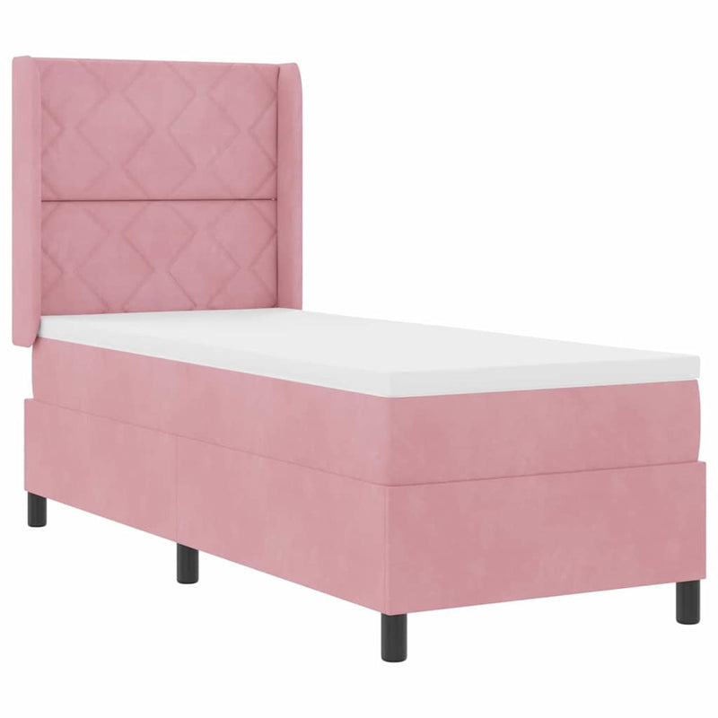 Pat cu arcuri cu benzi LED cu headboard Roz 80 x 200 cm Catifea