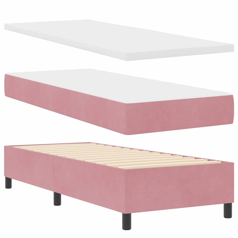 Pat cu arcuri cu benzi LED cu headboard Roz 80 x 200 cm Catifea