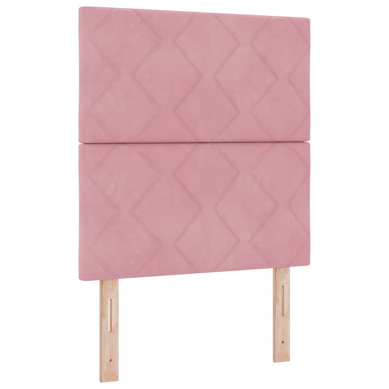 Pat cu arcuri cu benzi LED cu headboard Roz 80 x 200 cm Catifea