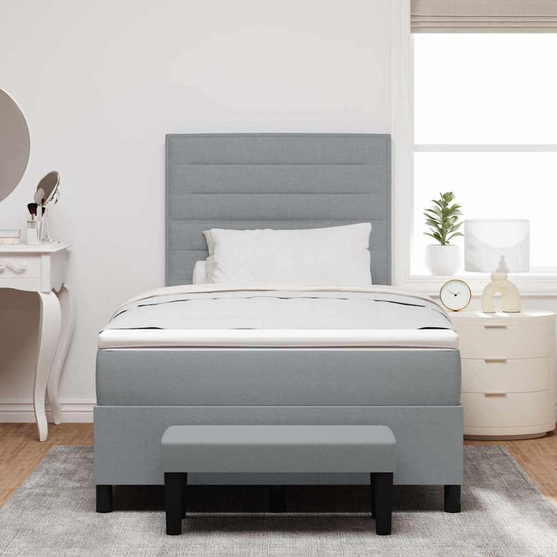 Pat cu arcuri cu headboard Gri deschis 120 x 190 cm țesătură