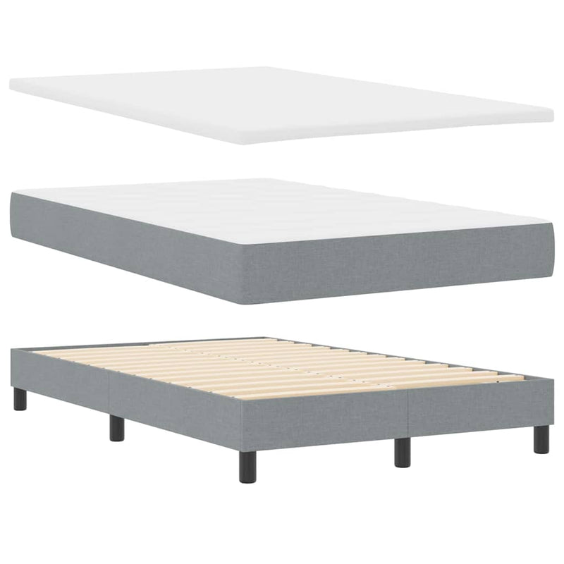 Pat cu arcuri cu headboard Gri deschis 120 x 190 cm țesătură