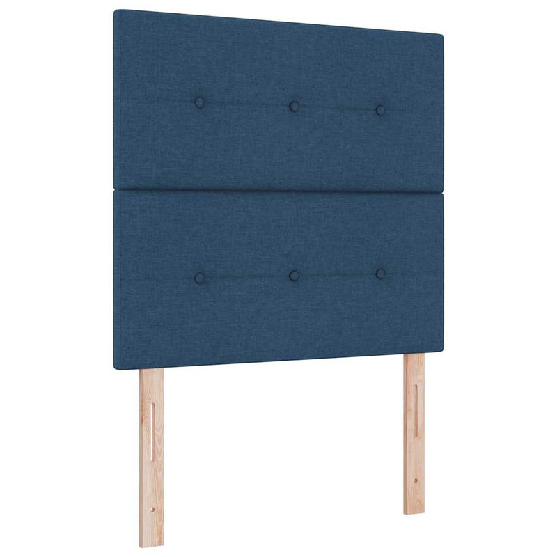 Pat cu arcuri cu headboard albastru 80 x 200 cm țesătură