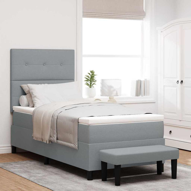 Pat cu arcuri cu headboard Gri deschis 90 x 200 cm țesătură