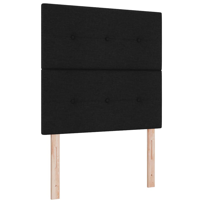 Pat cu arcuri cu pernă cu headboard Negru 120 x 200 cm țesătură