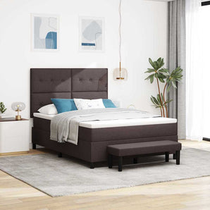 Pat cu arcuri cu headboard Maro închis 160 x 200 cm țesătură