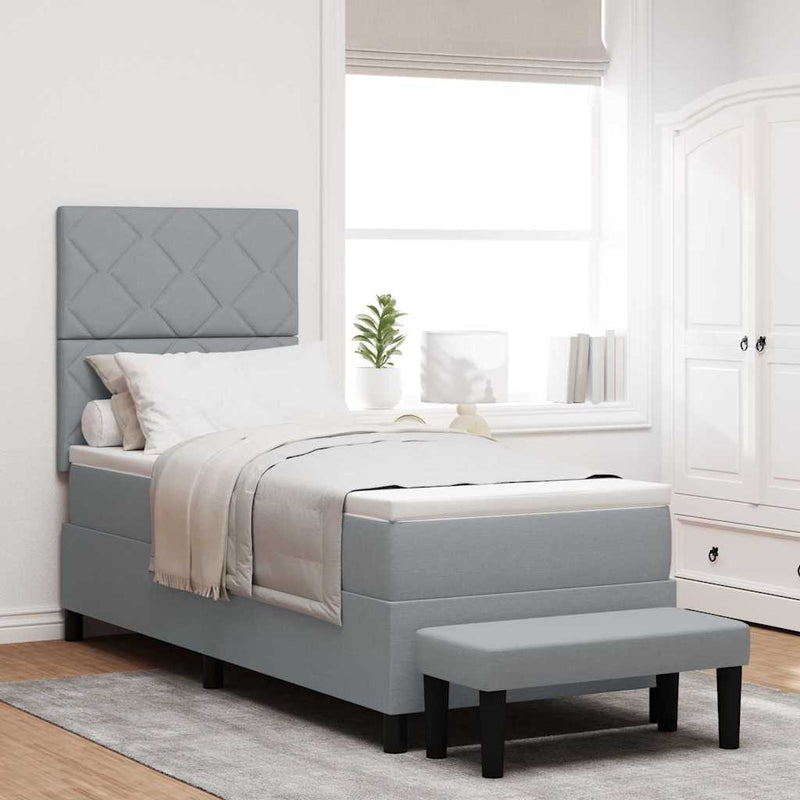 Pat cu arcuri cu headboard Gri deschis 80 x 200 cm țesătură