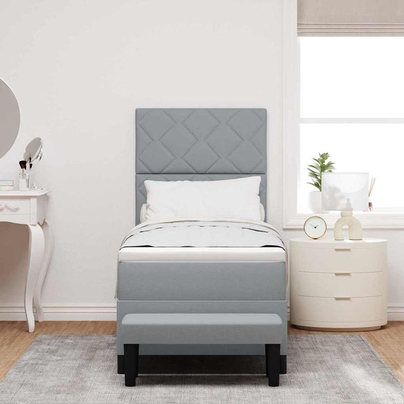 Pat cu arcuri cu headboard Gri deschis 80 x 200 cm țesătură