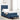 Pat cu arcuri cu headboard albastru 90 x 200 cm țesătură