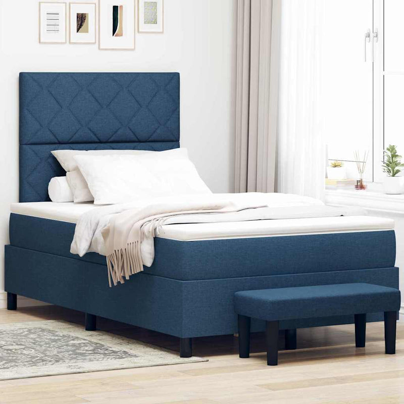 Pat cu arcuri cu pernă albastru 120 x 190 cm țesătură