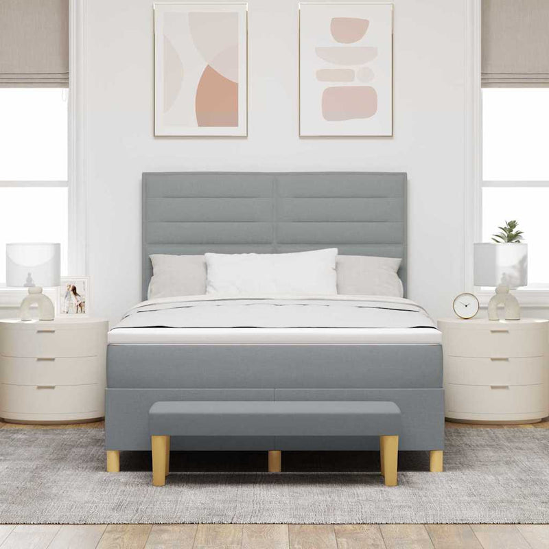 Pat cu arcuri cu pernă Gri deschis 200 x 140 cm țesătură