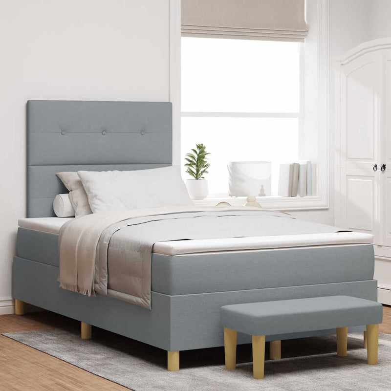Pat cu arcuri cu headboard Gri deschis 120 x 200 cm țesătură