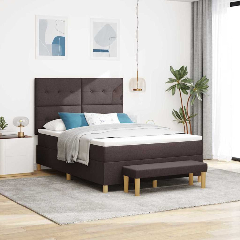 Pat cu arcuri cu pernă Maro închis 200 x 140 cm țesătură