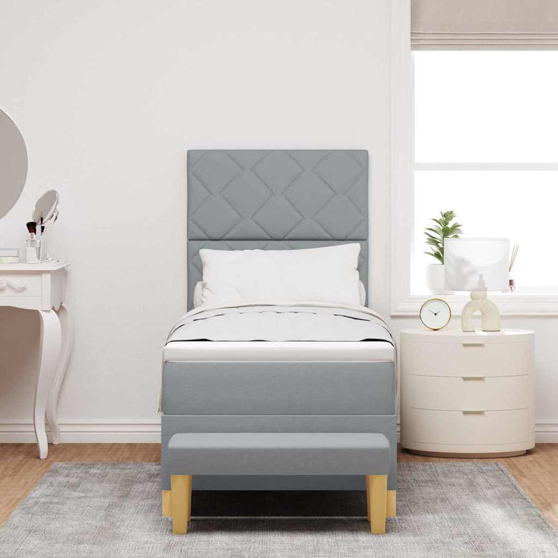 Pat cu arcuri cu headboard Gri deschis 200 x 80 cm țesătură