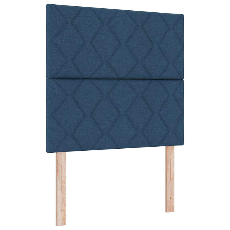 Pat cu arcuri cu headboard albastru 200 x 100 cm țesătură