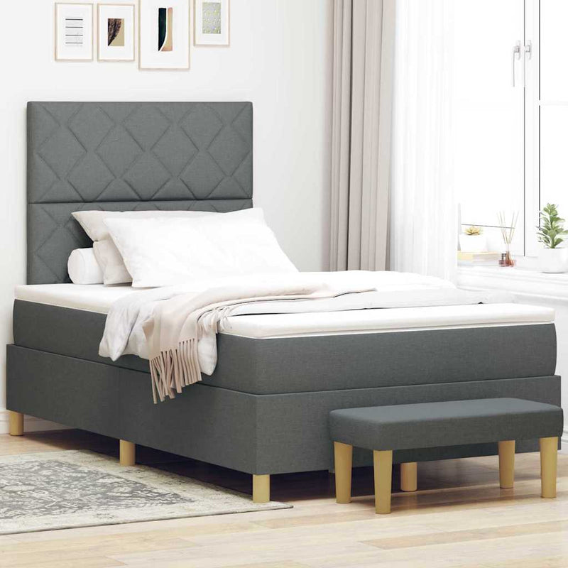 Pat cu arcuri cu pernă Gri închis 200 x 120 cm țesătură
