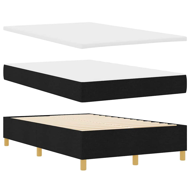 Pat cu arcuri cu pernă cu headboard Negru 200 x 120 cm țesătură