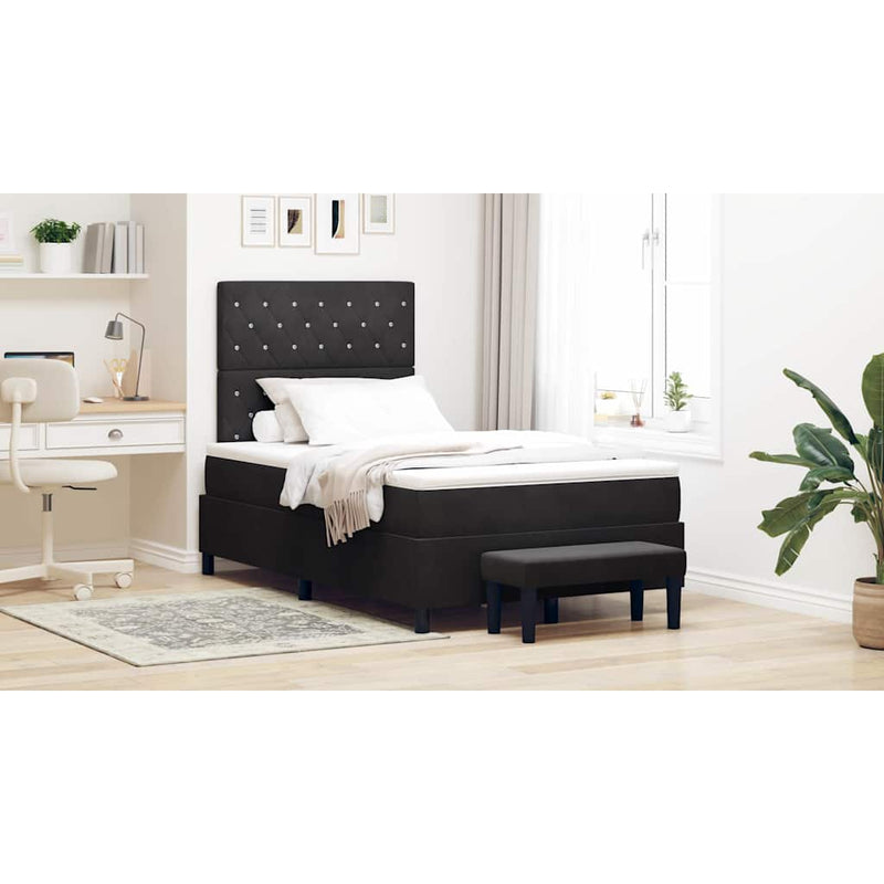 Pat cu arcuri cu headboard Negru 200 x 120 cm Catifea