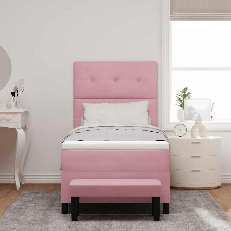 Pat cu arcuri cu headboard Roz 200 x 80 cm Catifea