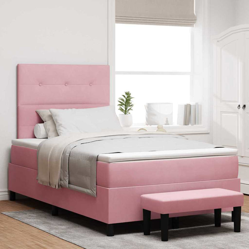 Pat cu arcuri cu headboard Roz 200 x 120 cm Catifea