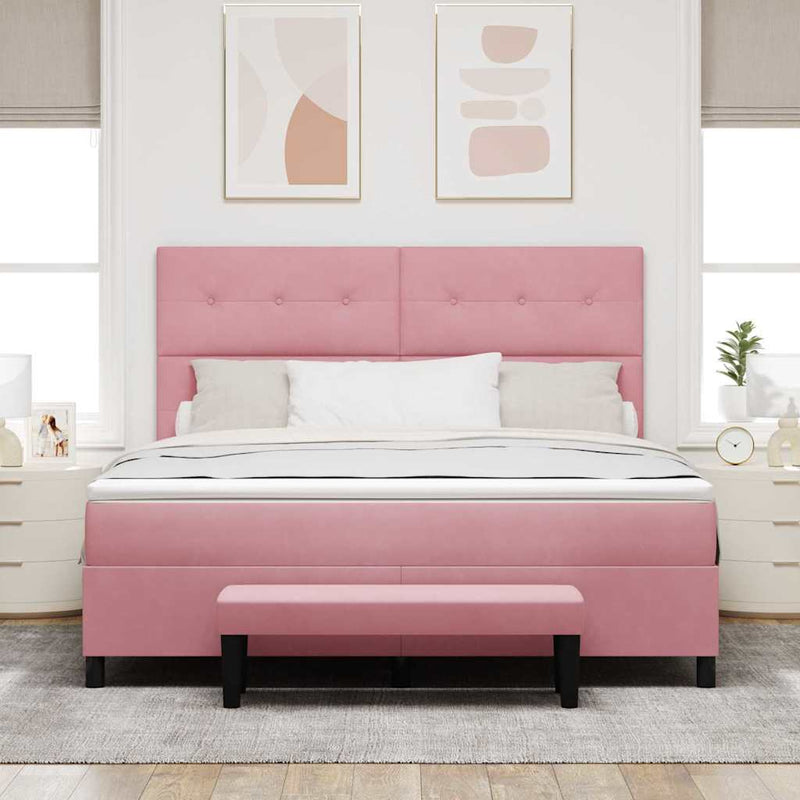 Pat cu arcuri cu headboard Roz 200 x 180 cm Catifea