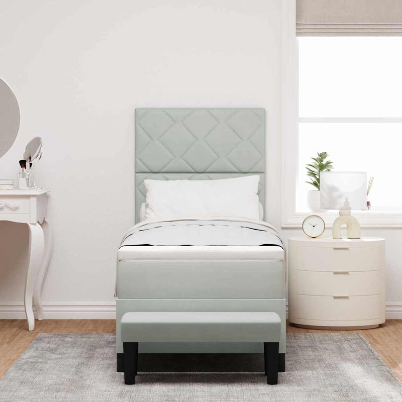 Pat cu arcuri cu headboard Gri deschis 200 x 80 cm Catifea