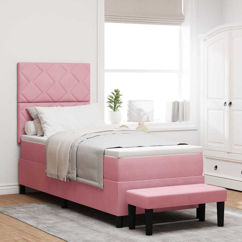 Pat cu arcuri cu headboard Roz 200 x 80 cm Catifea