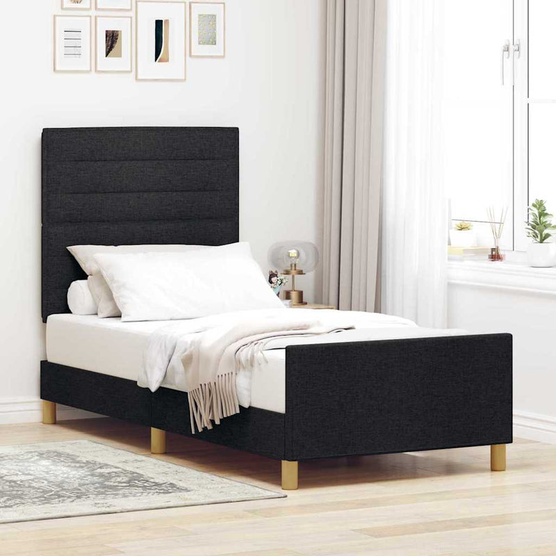 Cadru de pat cu headboard Negru 80 x 200 cm țesătură