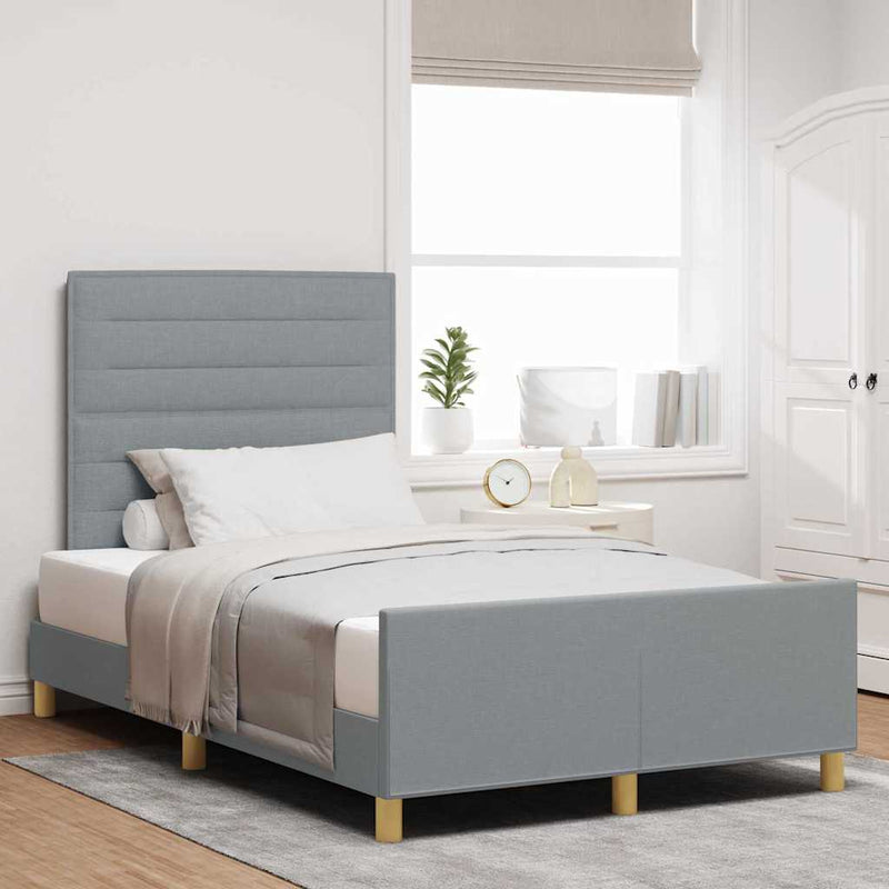 Cadru de pat cu headboard Gri deschis 120 x 200 cm țesătură