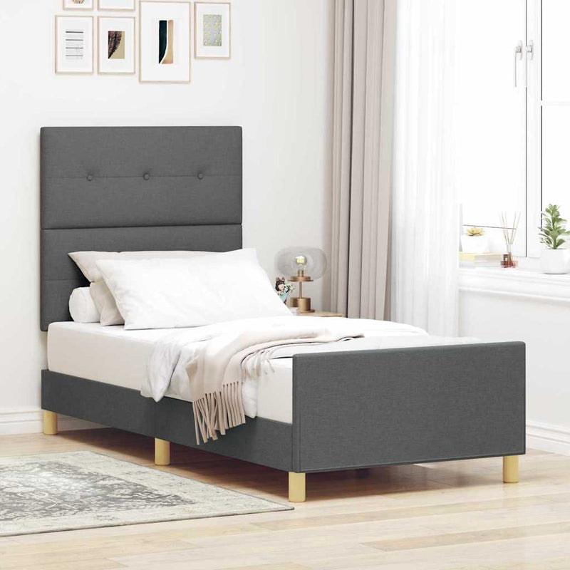 Cadru de pat cu headboard Gri închis 80 x 200 cm țesătură