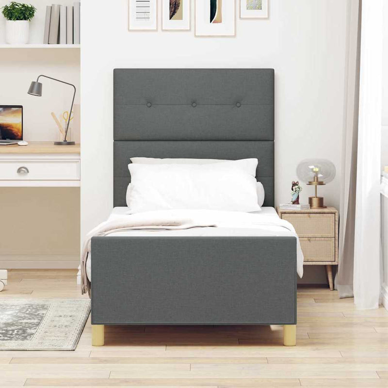 Cadru de pat cu headboard Gri închis 80 x 200 cm țesătură