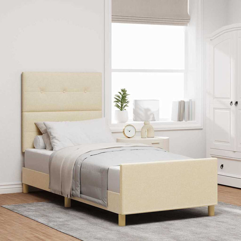 Cadru de pat cu headboard Crem 100 x 200 cm țesătură