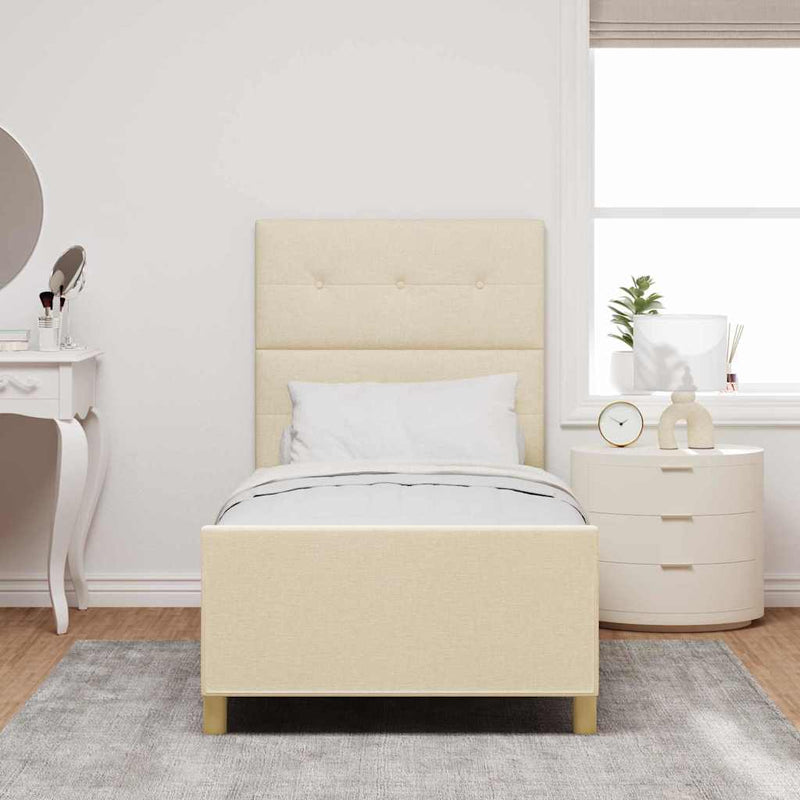 Cadru de pat cu headboard Crem 100 x 200 cm țesătură