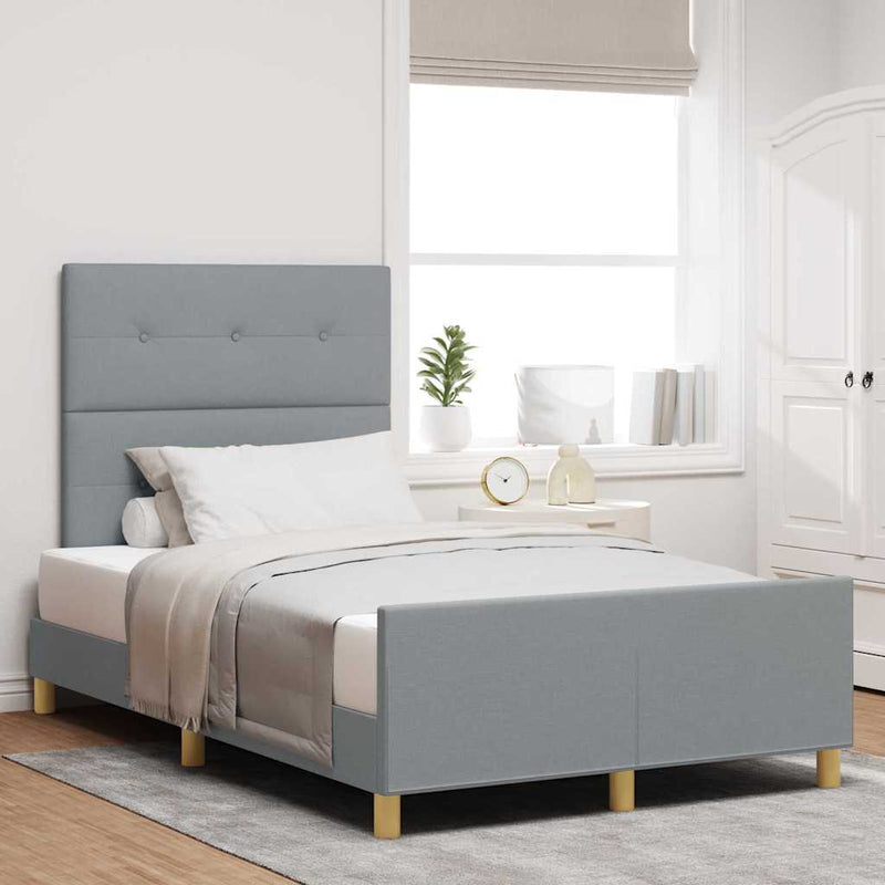 Cadru de pat cu headboard Gri deschis 120 x 200 cm țesătură