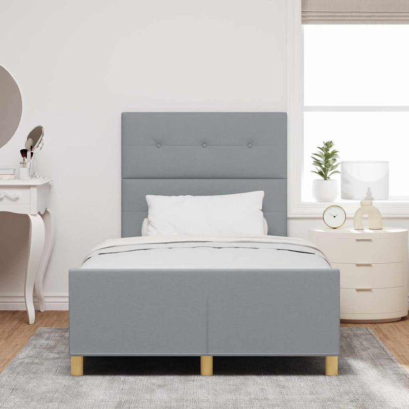 Cadru de pat cu headboard Gri deschis 120 x 200 cm țesătură