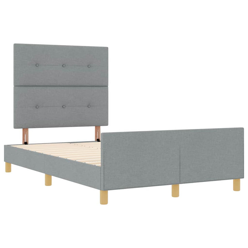 Cadru de pat cu headboard Gri deschis 120 x 200 cm țesătură