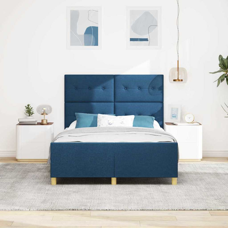Cadru de pat cu headboard albastru 140 x 190 cm țesătură