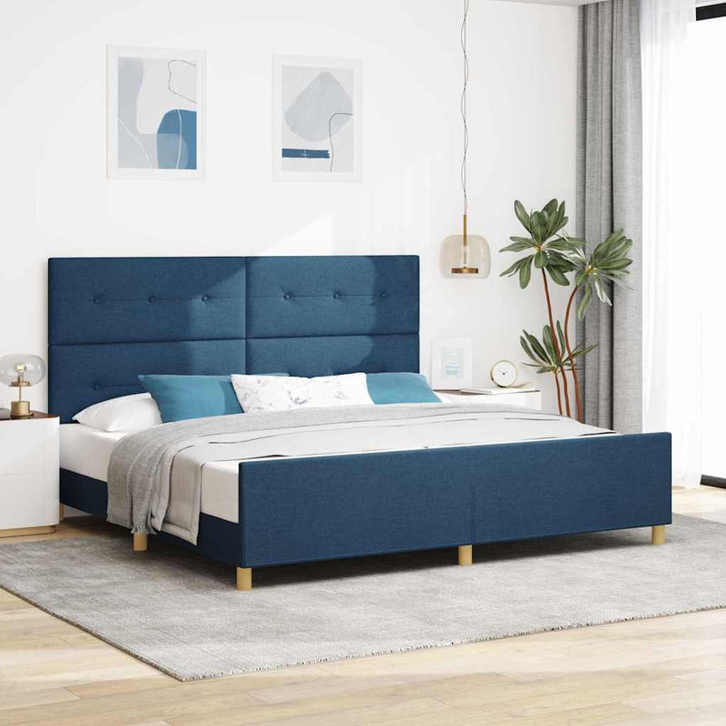 Cadru de pat cu headboard albastru 200 x 200 cm țesătură