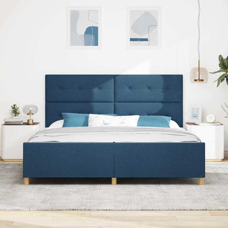 Cadru de pat cu headboard albastru 200 x 200 cm țesătură