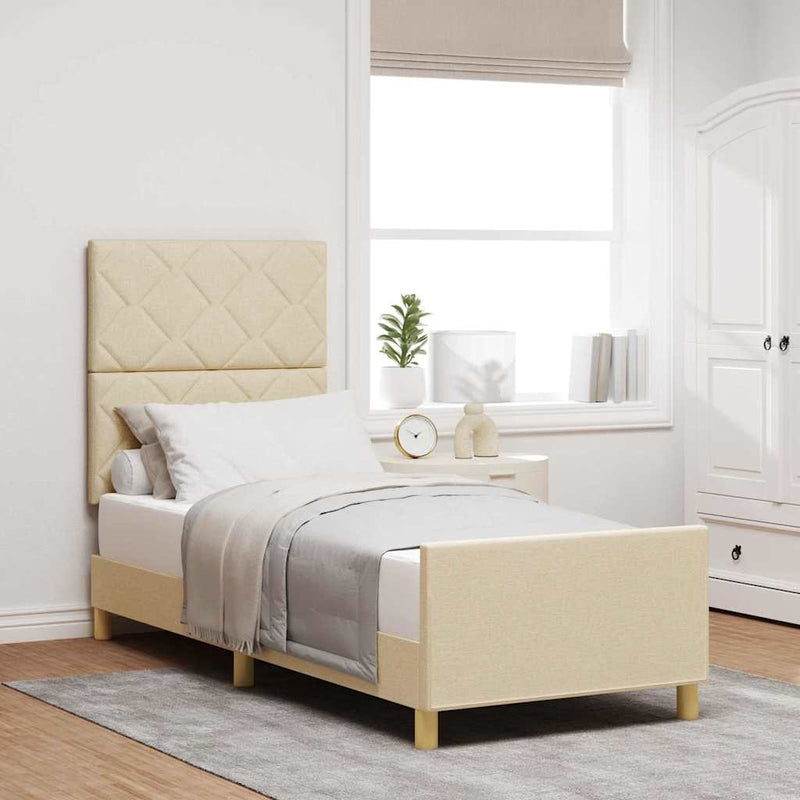 Cadru de pat cu headboard Crem 80 x 200 cm țesătură