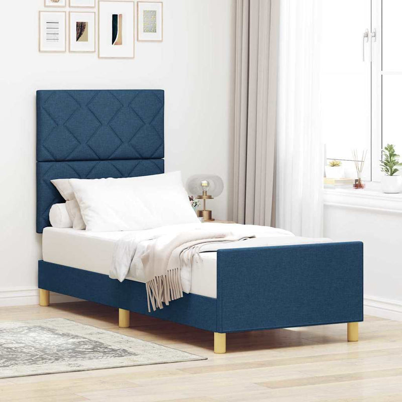 Cadru de pat cu headboard albastru 80 x 200 cm țesătură